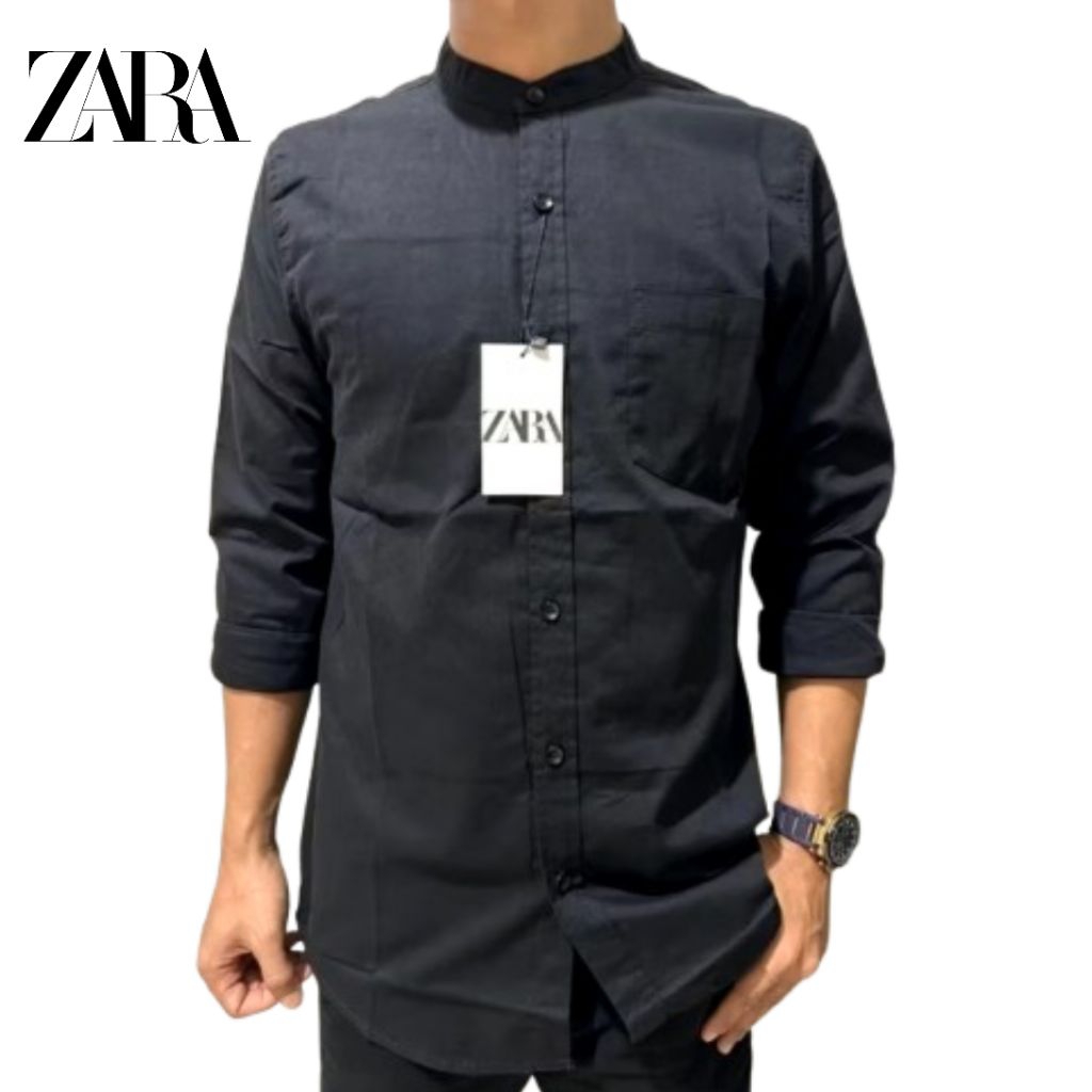 Kemeja Zara Pria Shanghai Panjang Slim Fit Premium