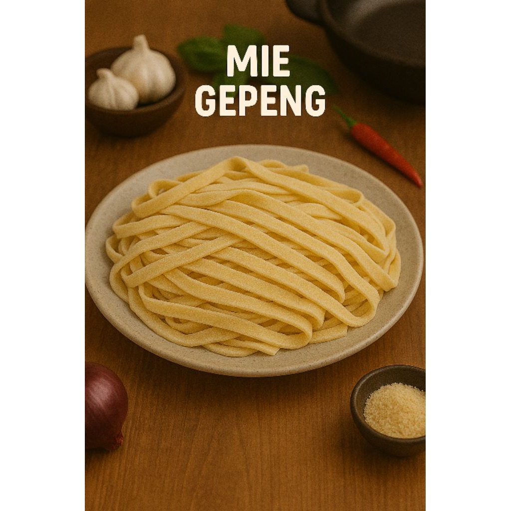 

mie gepeng/mie pangsit kasar/mie kasar/mie besar/mie basah
