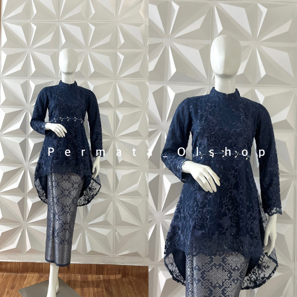 Permata Olshop / Stelan Kebaya Aurora Zahra / Kebaya Modern / Kebaya Wisuda / Set Kebaya Rok Songket