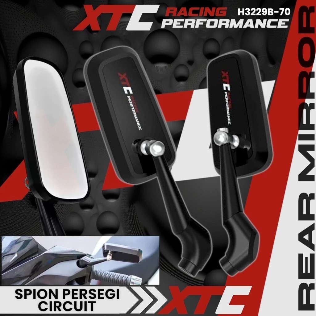 Spion XTC Model Persegi Circuit Kaca Putih Bahan Aluminium Alloy Universal Motor nmax neo turbo nmax