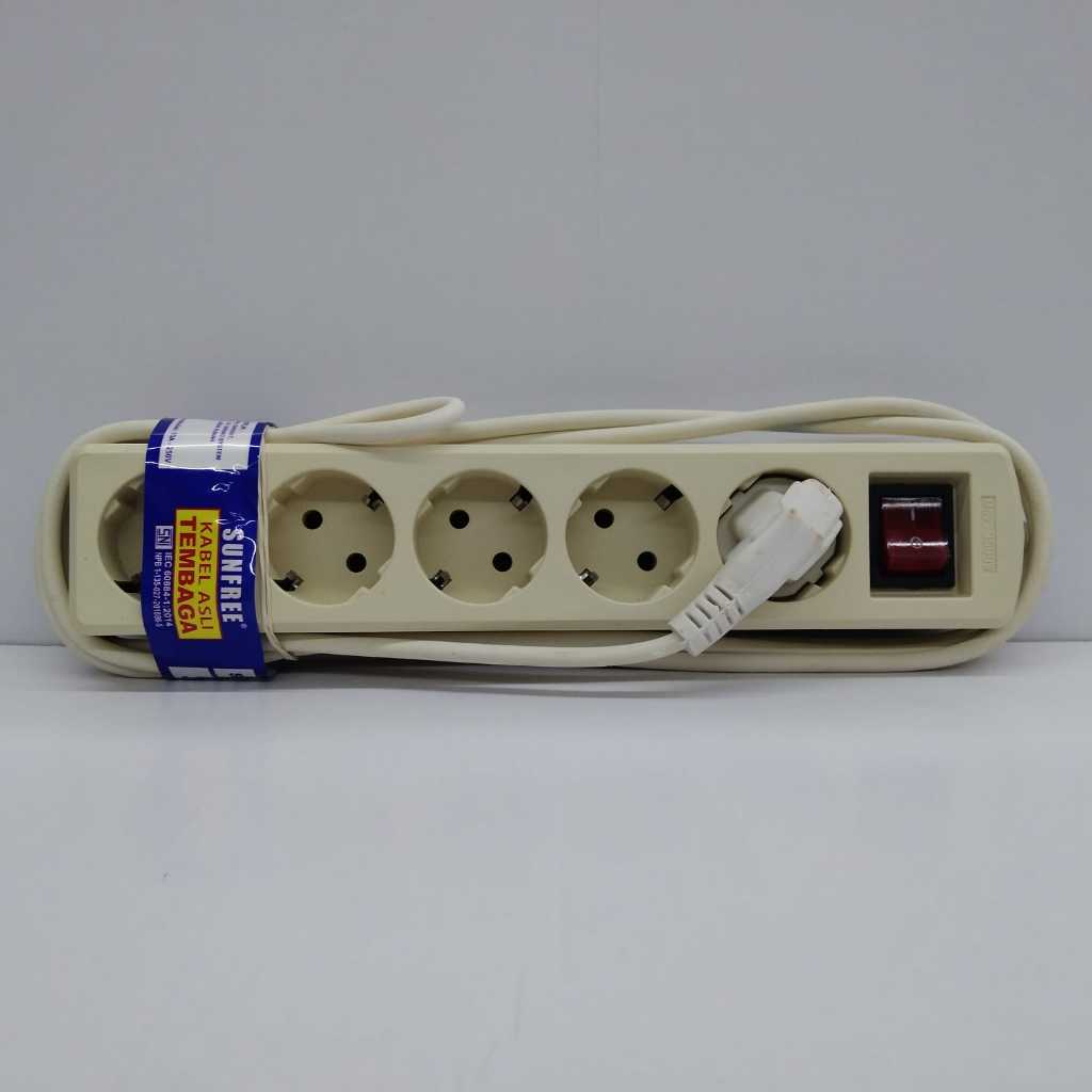 Sunfree Stop Kontak Kabel Cok Sambung 5 Lubang 3 Meter