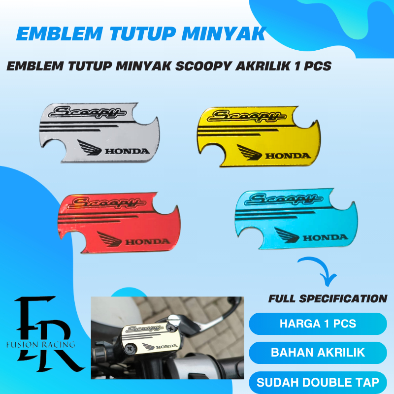 EMBLEM COVER REM MINYAK MOTOR SCOOPY AKRILIK MIRROR