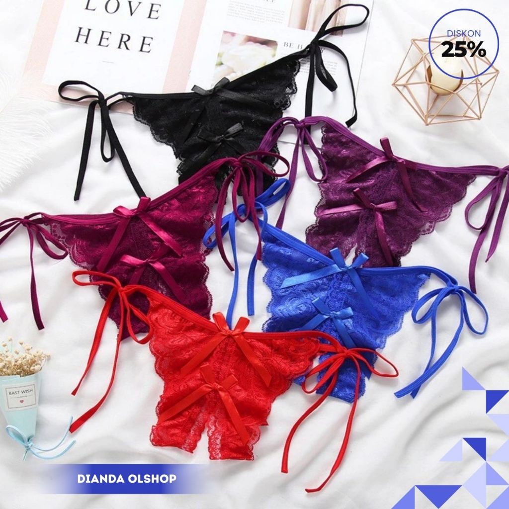 OPEN G STRING WANITA TALI CELANA DALAM TRANSPARAN