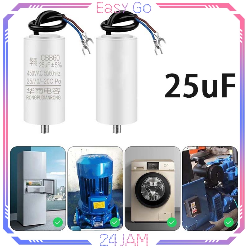 Kapasitor 25uf Kompresor Kapasitor Cbb60 25uf 450V Kapasitor Kompresor Angin Baut Capasitor Pompa Ai