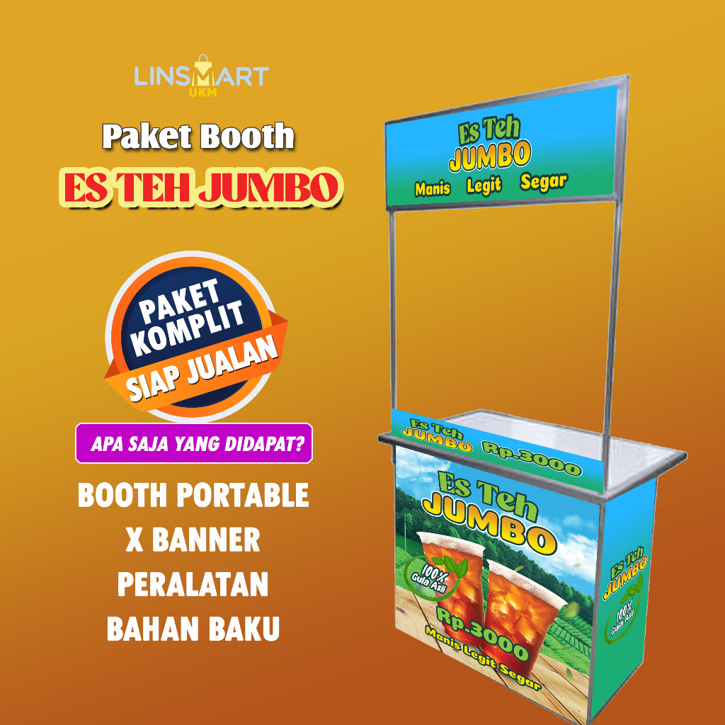 

Paket usaha murah CUSTOM es teh jumbo booth + bahan baku siap jualan