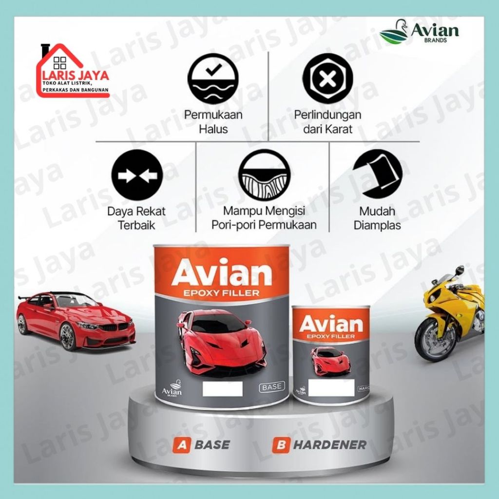 Avian Epoxy Filler SURFACER + HARDENER 200ML / EPOXY 4:1 ANTI-KARAT - CAT DASAR / EPOKSI