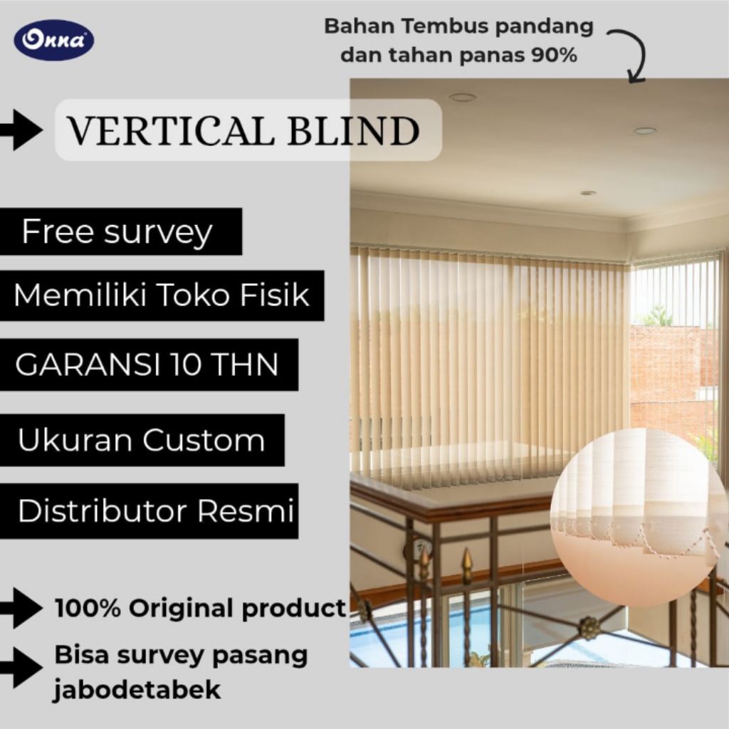 Onna/Vertical blind/Tirai kantor/Tirai Jendela/Tirai Modern