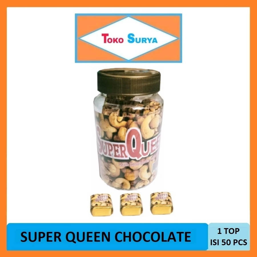 

Super Queen Cokelat Petak Dengan Kacang 1 Toples Isi 50 Pcs