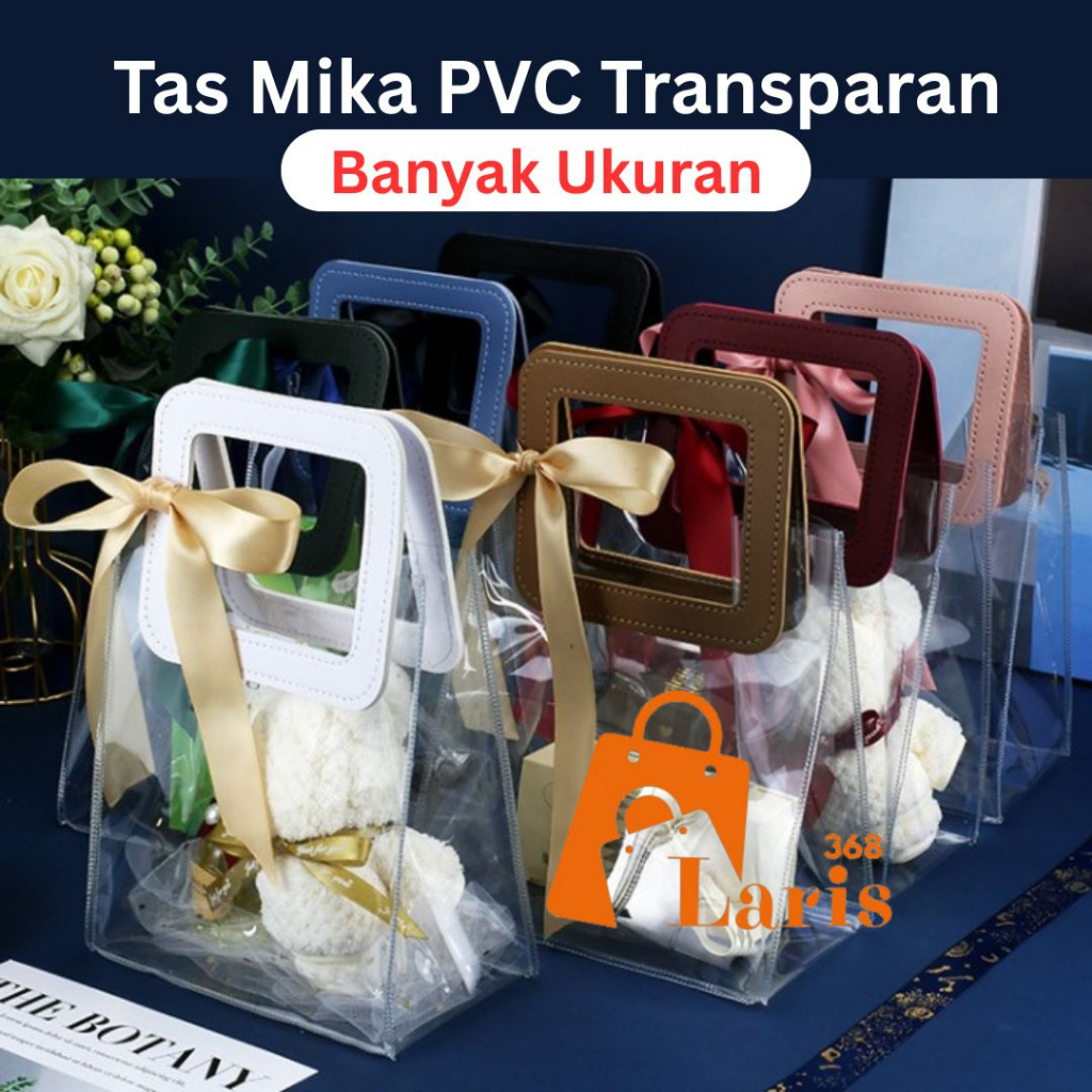 

Laris368 Tas Hampers Souvenir Goodie Bag Mika PVC Transparan Handle Kulit Tebal Giftbag Premium