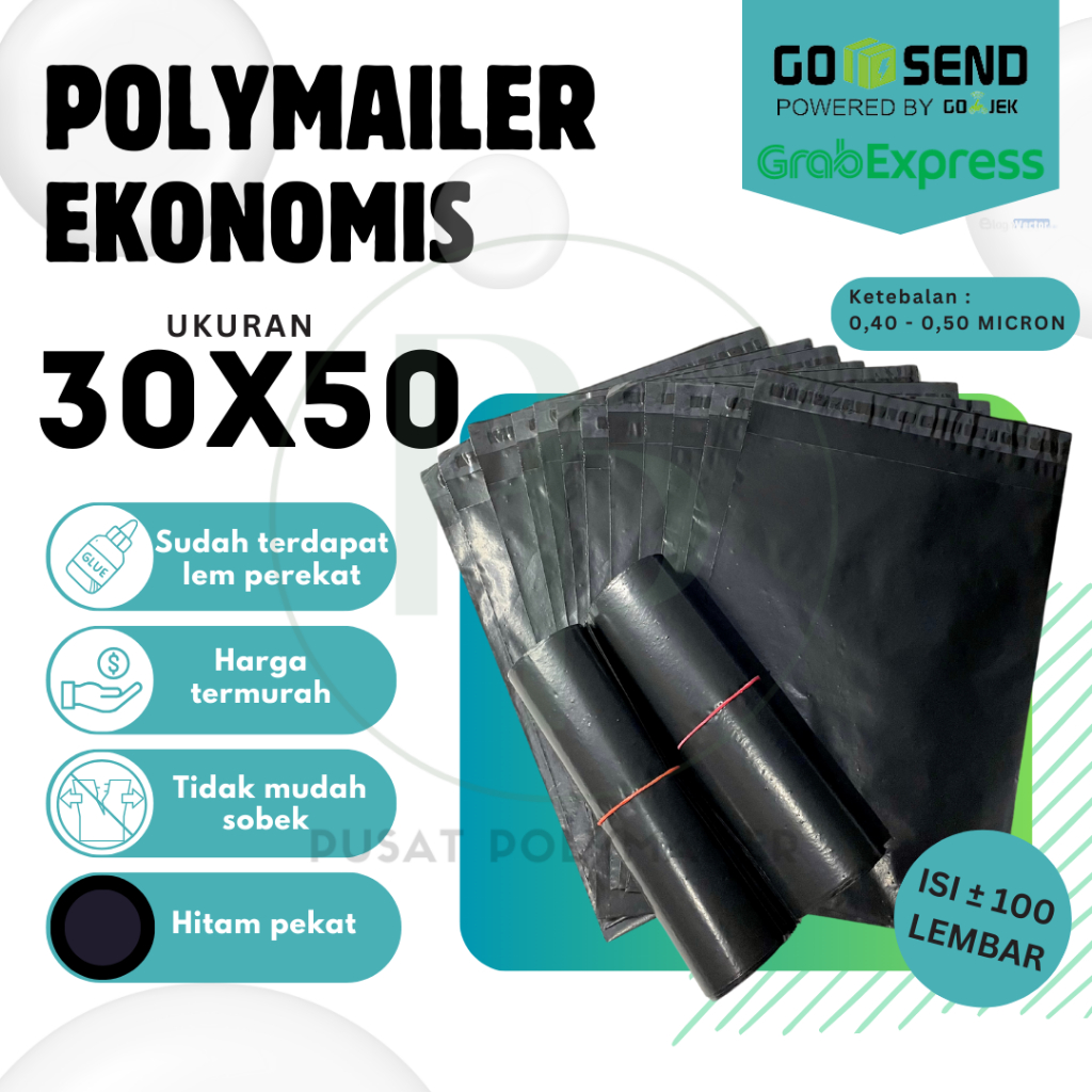 

Polymailer Ekonomis 100 Lembar – Ukuran 30x50 – Plastik Packing Murah, Lem Kuat, Tebal
