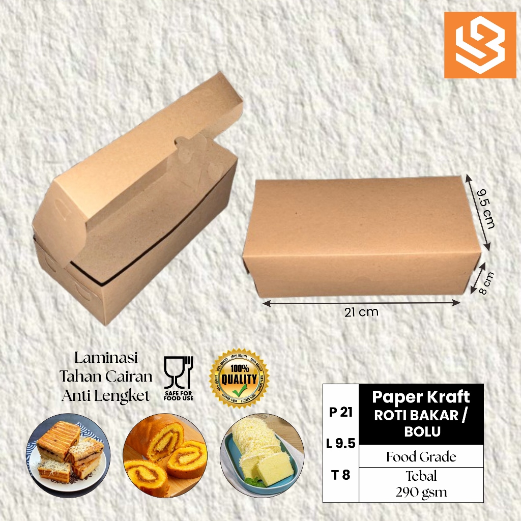 Box Roti Bakar/Bolu Paper Kraft Laminasi