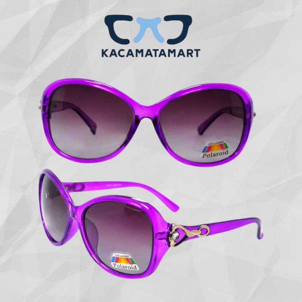 Kacamata Oval Oversize Sunglasses Wanita Fashion Premium Lensa Polaroid Design Elegant Ungu - SL044