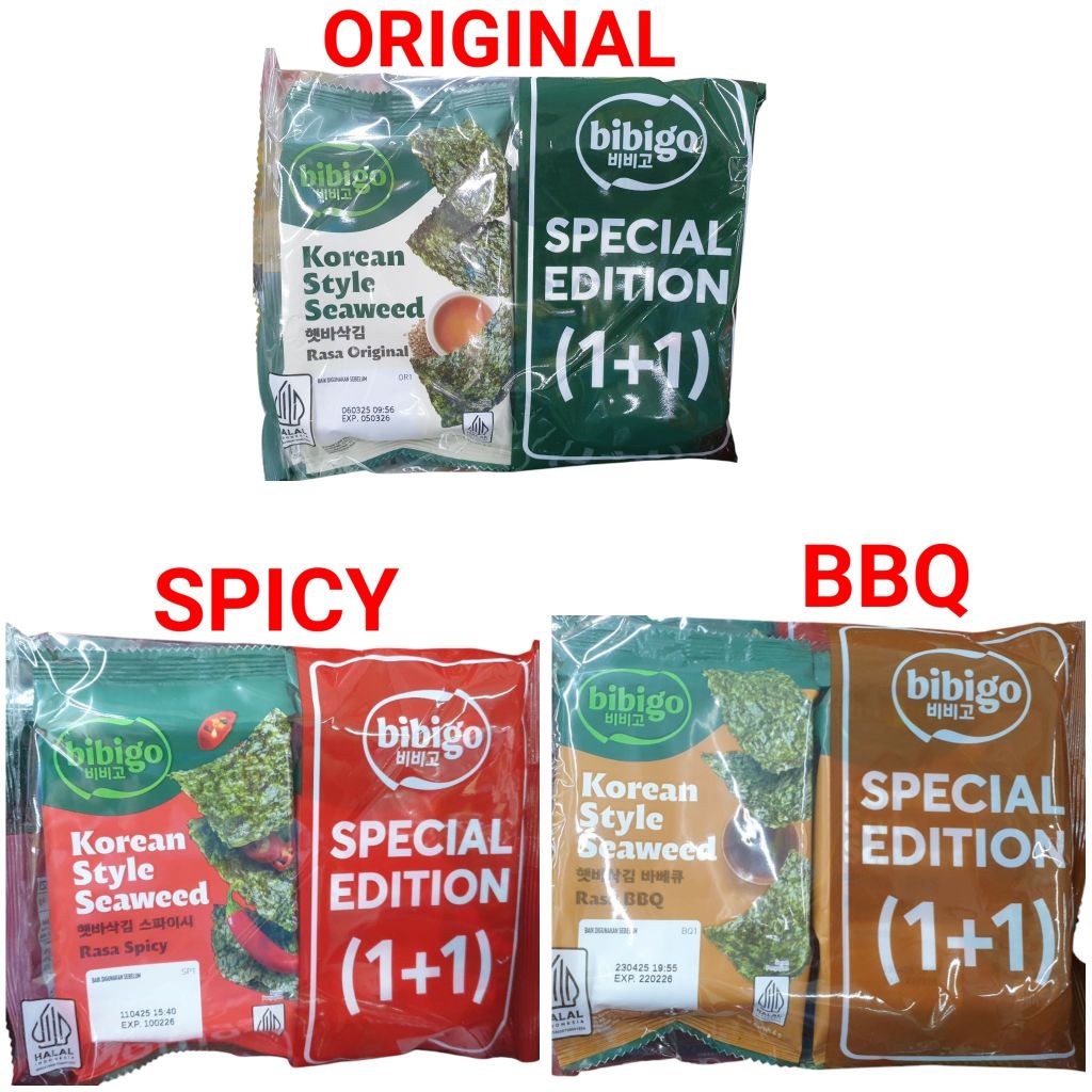 

Bibigo Rumput Laut Nori Korean Style Seaweed Special Edition (1+1) 2 @ 4g