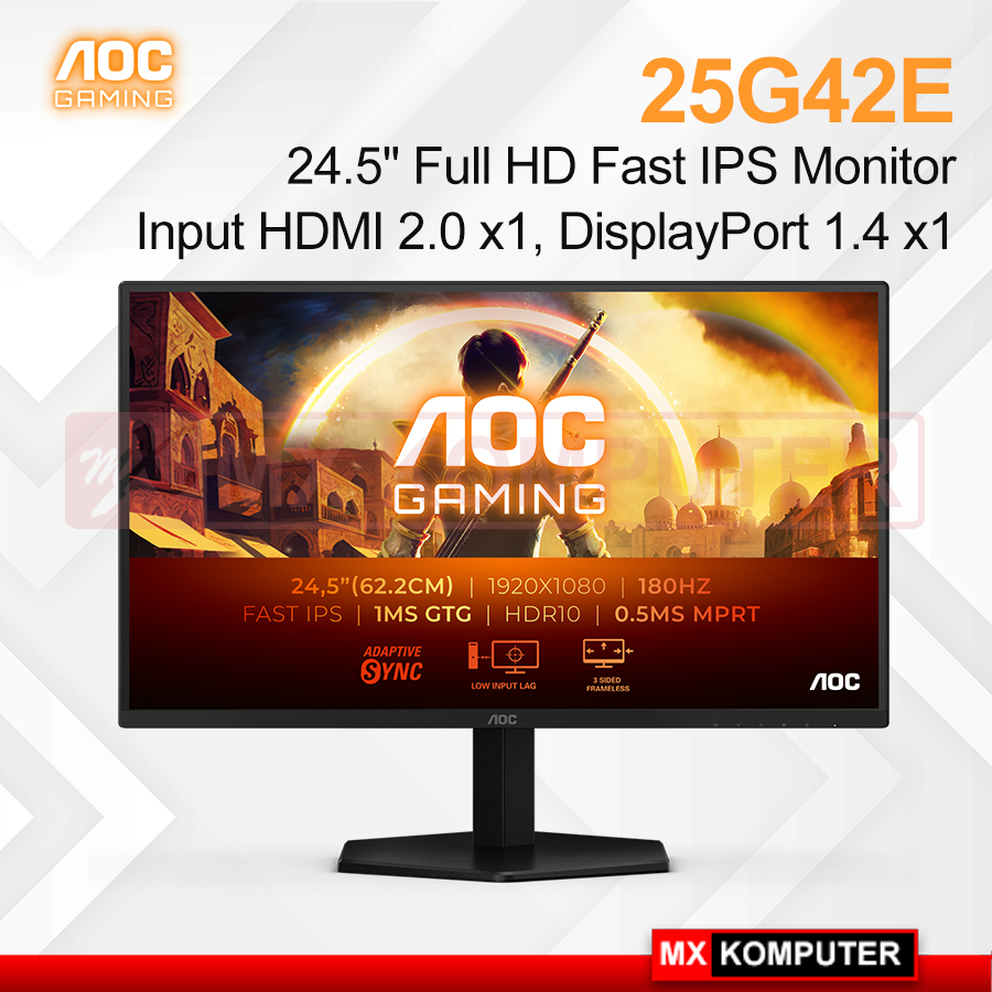 Monitor LED AOC 25G42E Adaptive Sync 24.5" Fast IPS 180Hz FHD 0.5MS HDR10