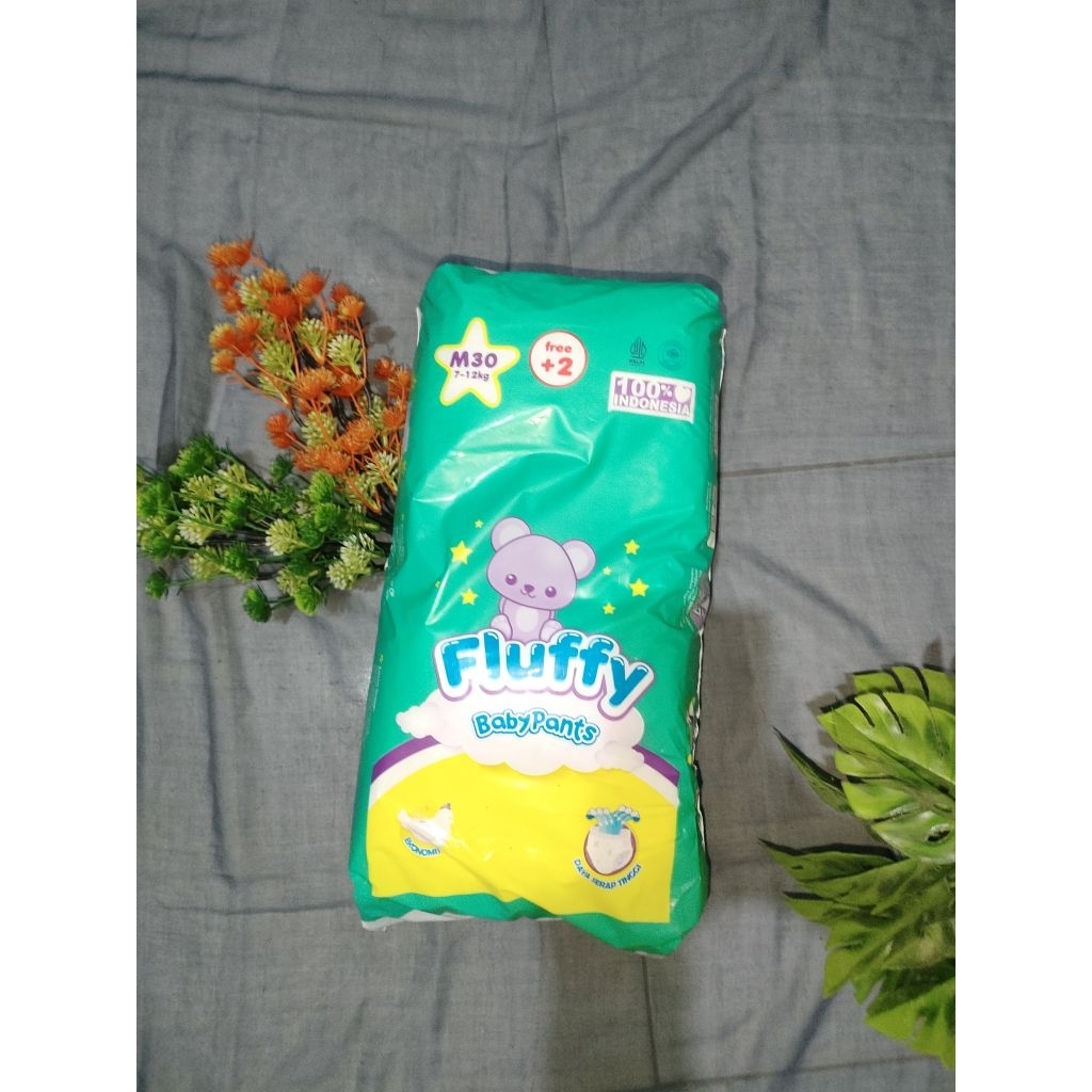 Pampers Fluffy Pants popok bayi tipe celana M32, L28, XL26