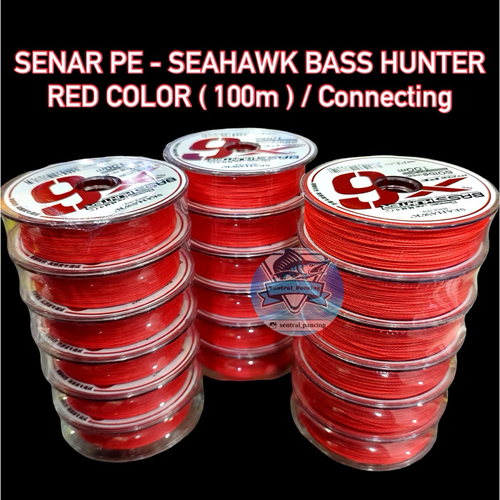 SENAR PE - FISHING LINE SEAHAWK BASS HUNTER X6 100m ( RED COLOR )
