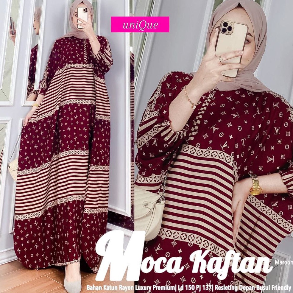 KODE Y49Z KAFTAN MOCA  GAMIS KAFTAN LV SUPER JUMBO BUSUI RESLETING  GAMIS MEWAH MURAH ELEGAN