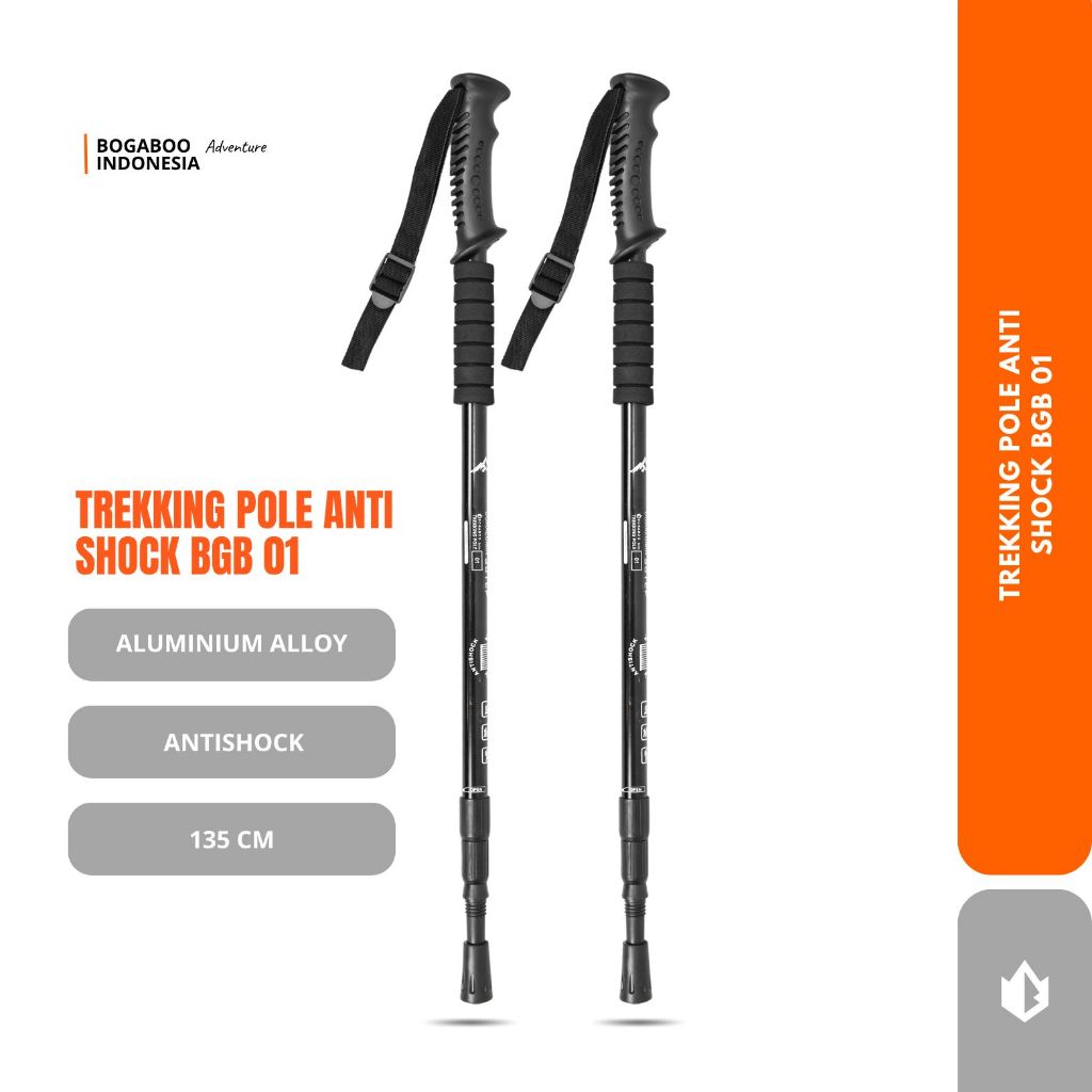 Trekking pole BOGABOO 01 Antishock 135 cm - Tongkat Pendaki - Tongkat Gunung - Tracking Pole - Treki