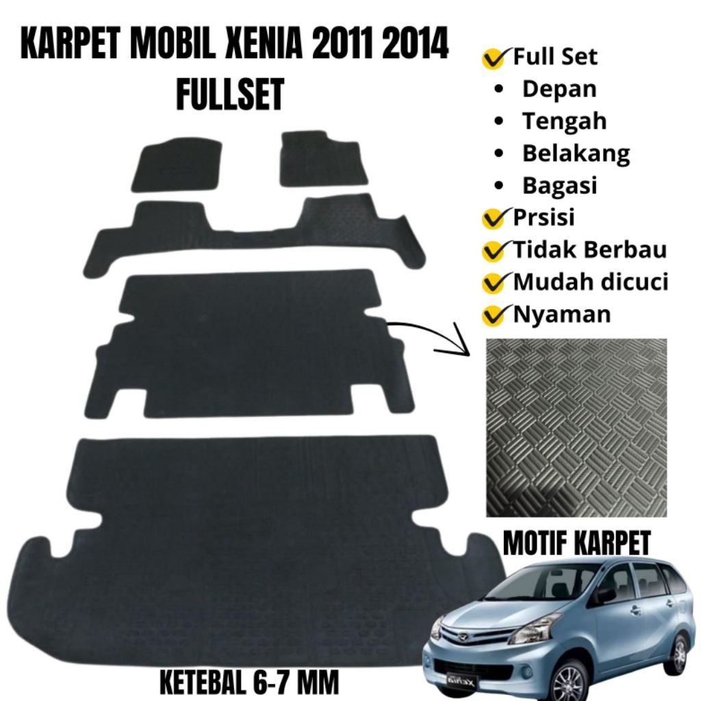 Karpet Mobil DAIHATSU XENIA 2011 2014 fullset alas kaki matras karet mobil Xenia fullset