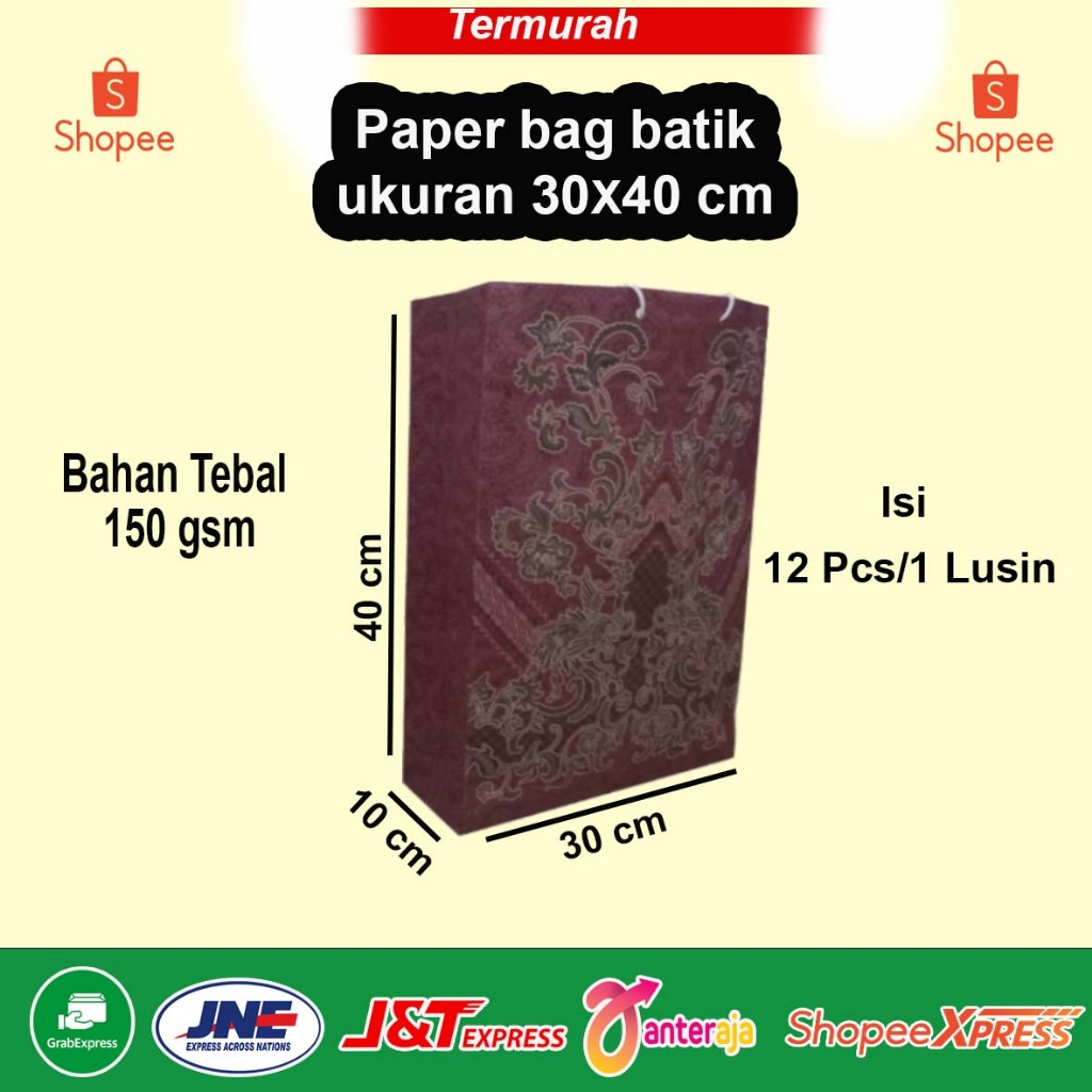 

Paperbag Batik, Tas Kertas Ukuran 30x40 Isi 12 Pcs/ 1 Lusin