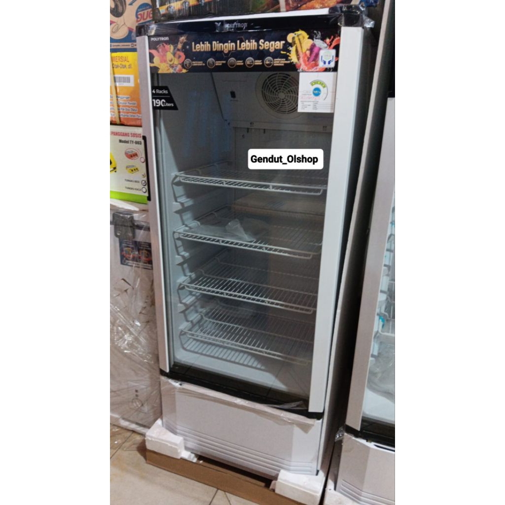 (Khusus wilayah Kota Palembang)SHOWCASE 1 PINTU POLYTRON 190 LITER SCN-190, Lemari Pendingin Makanan