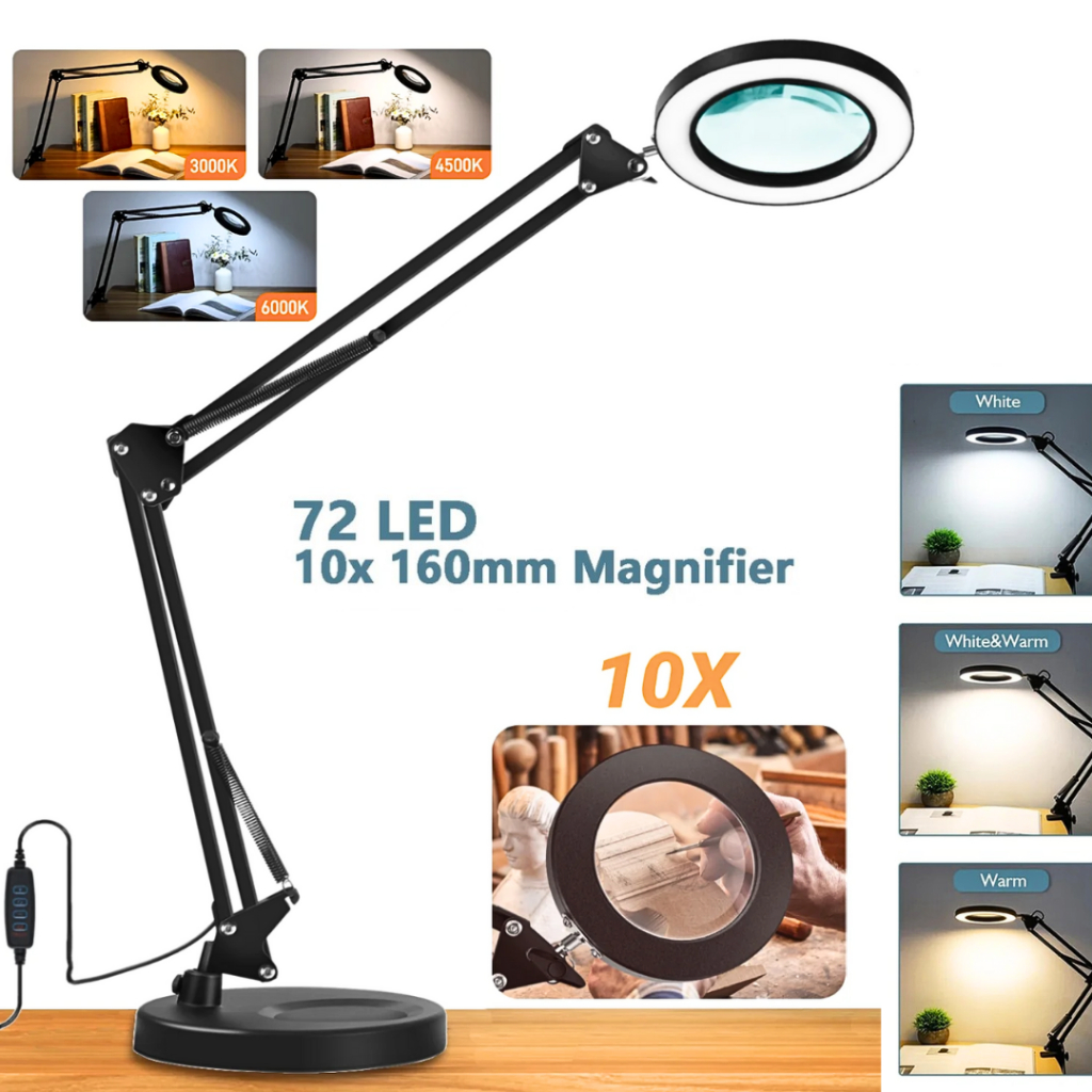 PUSAT SRATE Kaca Pembesar servis elektronik hp + lampu untuk membaca lampu baca meja 10X LED SR-65