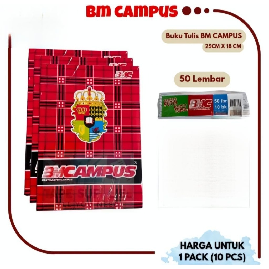 

Buku Tulis BMCampus dan BMBcampus 1pack(10pcs)50 Lembar 25x18 Cod