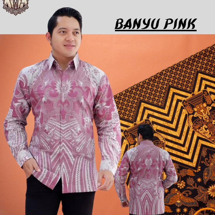 ⸨BATIK.UE⸩ BAJU BATIK BANYU PINK PRIA LENGAN PANJANG