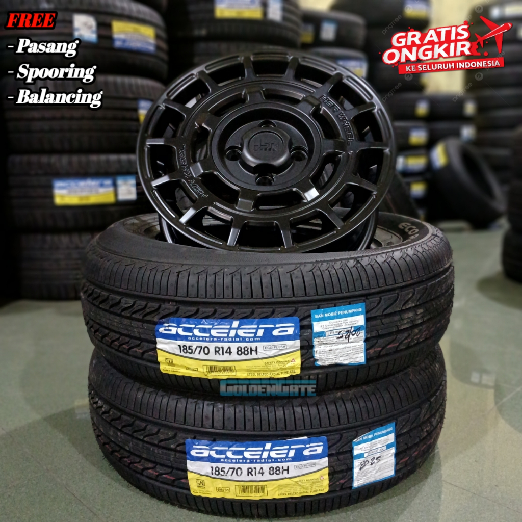 Paketan velg hsr ring 14 untuk sigra, calya, brio, agya, mirrage dll hsr mentawai ban accelera