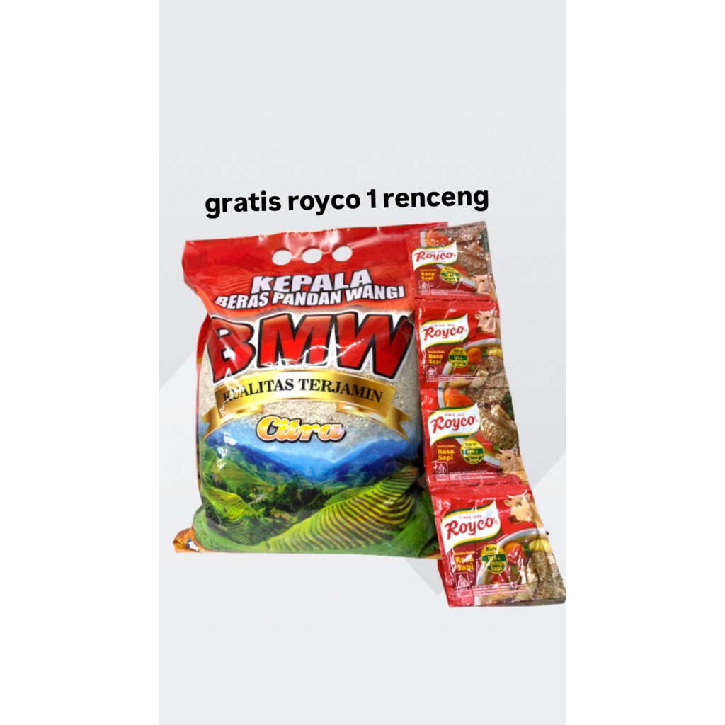 

BERAS BMW SUPER KEMASAN 4L/3kg GRATIS MASAKO ROYCO