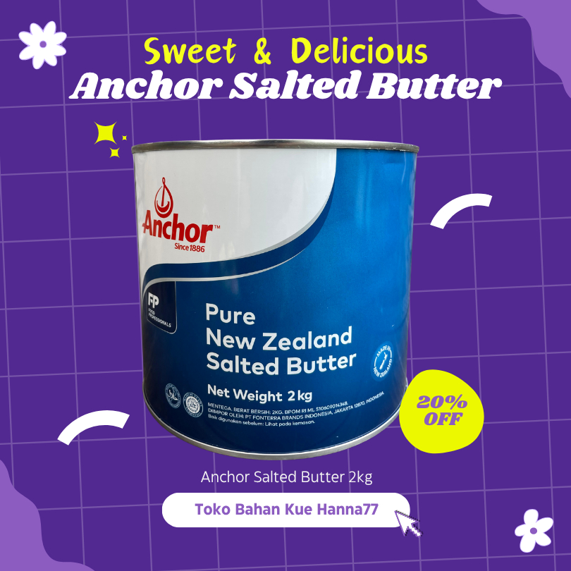 

Anchor Salted Butter 2kg Mentega Asin Asli New Zealand untuk Bahan Kue Masak Roti Baking Hanna77