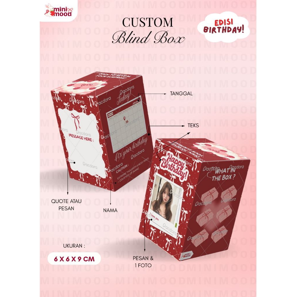 

Blind Box Custom - Cherry Bliss Edition | Mystery Box Surprise Kejutan Hadiah Kado Ulang Tahun Birthday Valentine Spesial Hari Ibu Sweet Seventeen Graduation Wisuda