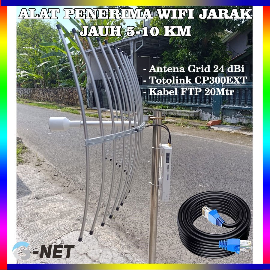 Antena Grid 24 dBi Totolink CP300EXT CPE220EXT Alat Penerima Wifi Jarak Jauh Paket User RtRw Net Hot