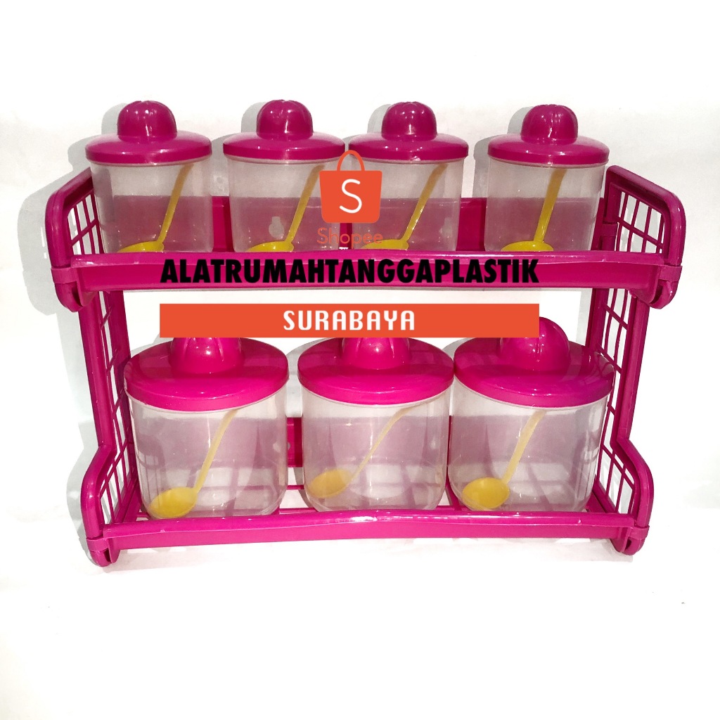 1pc Rak Bumbu Susun 2 Mercury / Tempat Bumbu Set 7 Mercury / Tempat Bumbu Murah / Kotak Bumbu Plasti