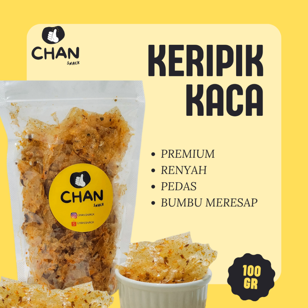 

Keripik Kaca / Keripik Beling Pedas Premium 100gr Renyah Kriuk Pedas Gurih Cemilan Snack Kripik Kiloan Kripca Pikca CHAN SNACK