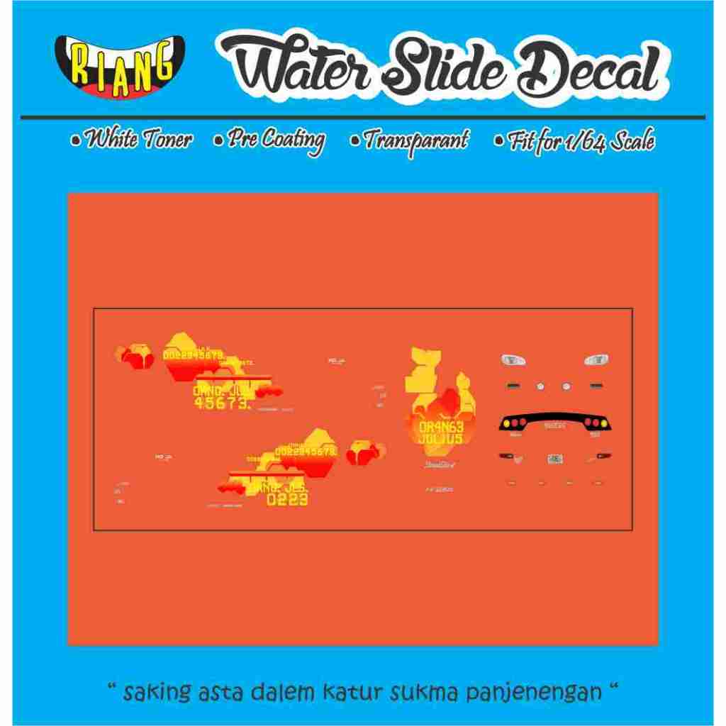 Decal Waterslide Hot Wheels Fast Furious Mazda RX7 Orange Julius