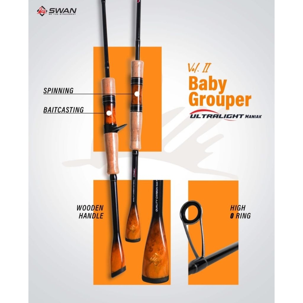 Joran Pancing Ultralight Swan Baby Grouper Vol II Solid 662/702 Carbon Solid Tip