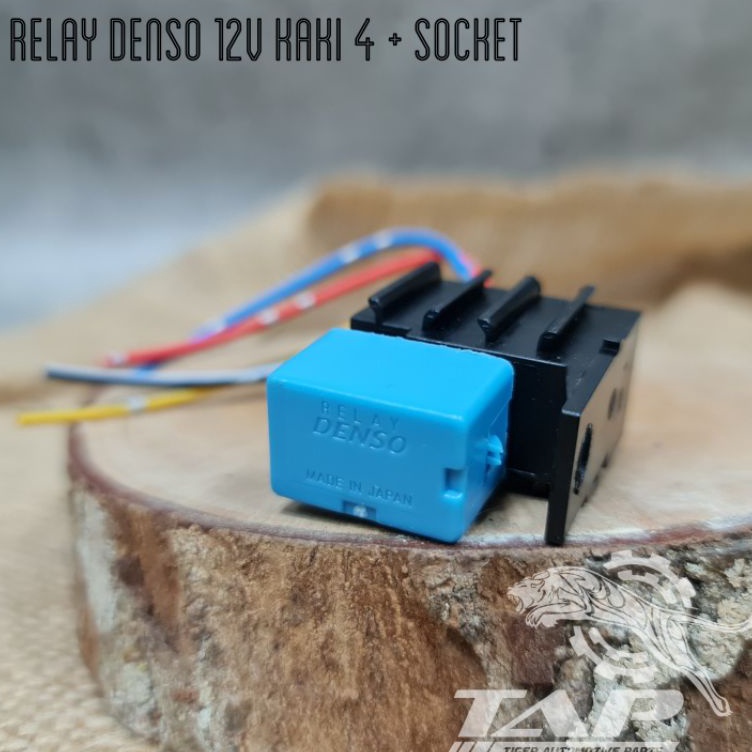 RELAY DENSO 12V KAKI 4  RELAY BIRU MINI  SOCKET SOKET RELAY