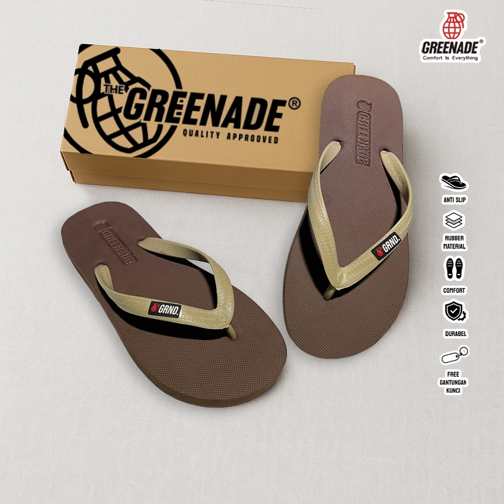 Sandal Jepit Japit Pria Empuk Dan Ringan High Quality Warna Coklat Santai Rumah Pantai Design Embos 