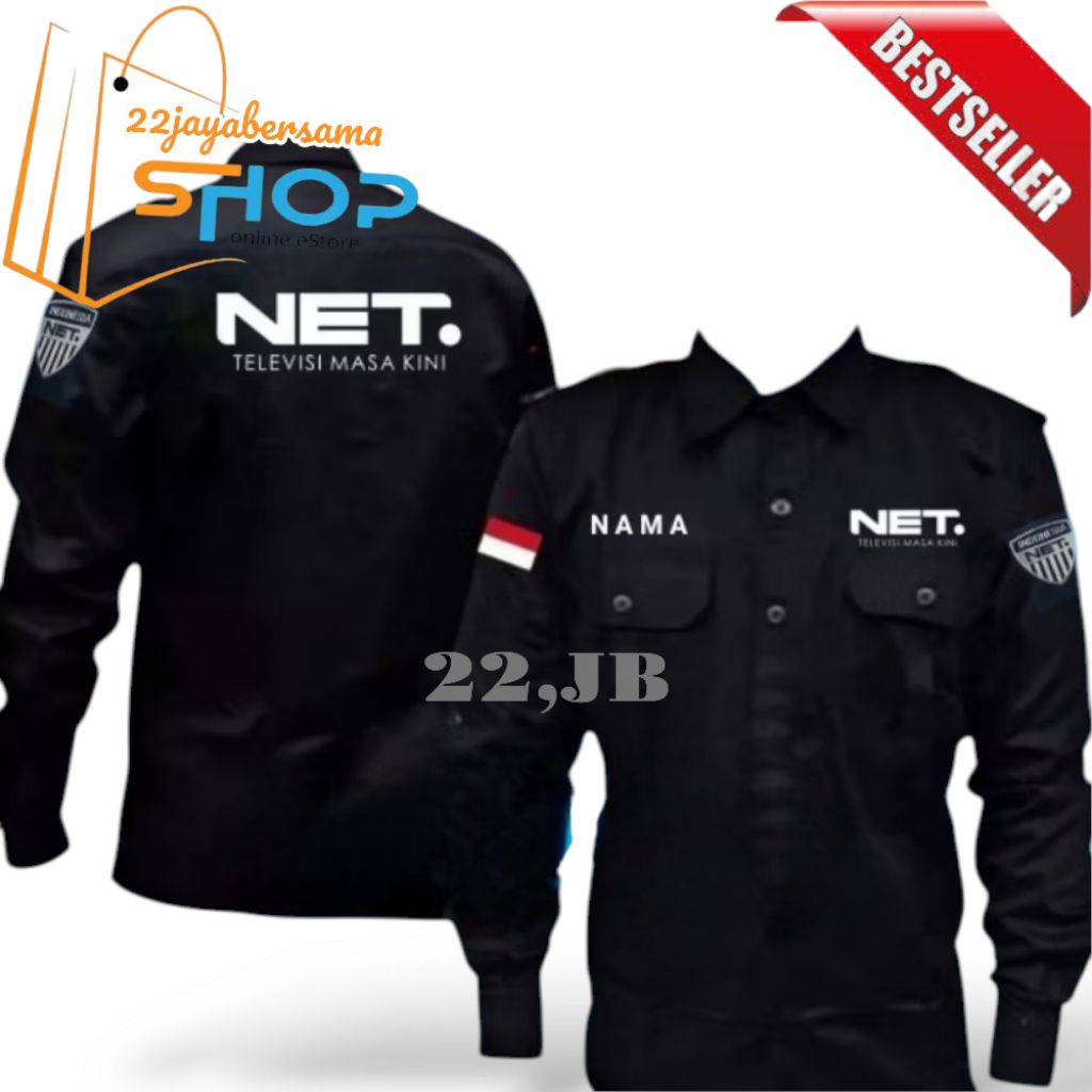 Kemeja NET TV • Baju Net tv • Seragam NET TV Lengan Panjang