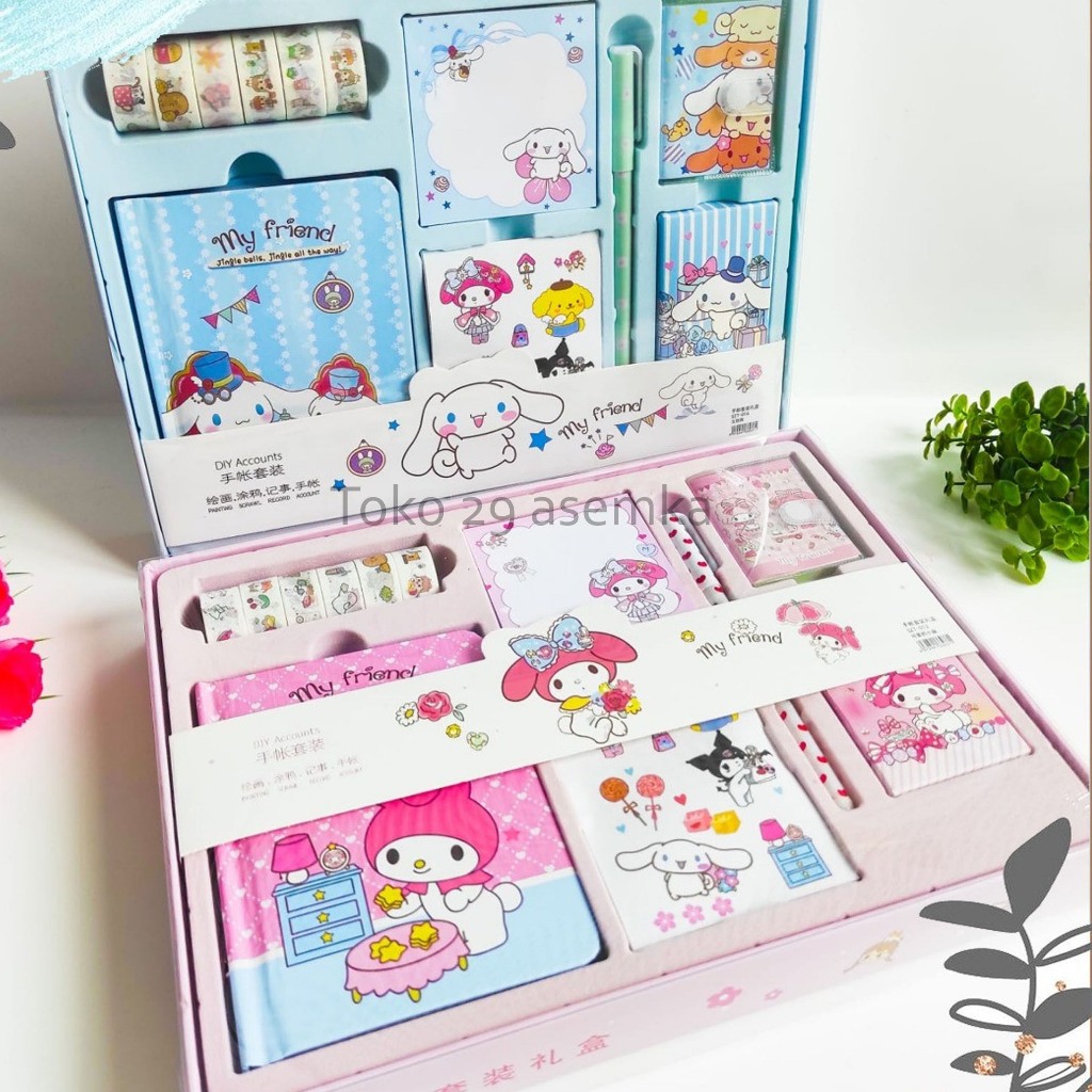 

PAKET JURNAL 7 IN 1 KARTUN SANRIO CINNAMOROL ,KUROMI DAN MELODY PAKET ALAT TULIS UNIK LUCU