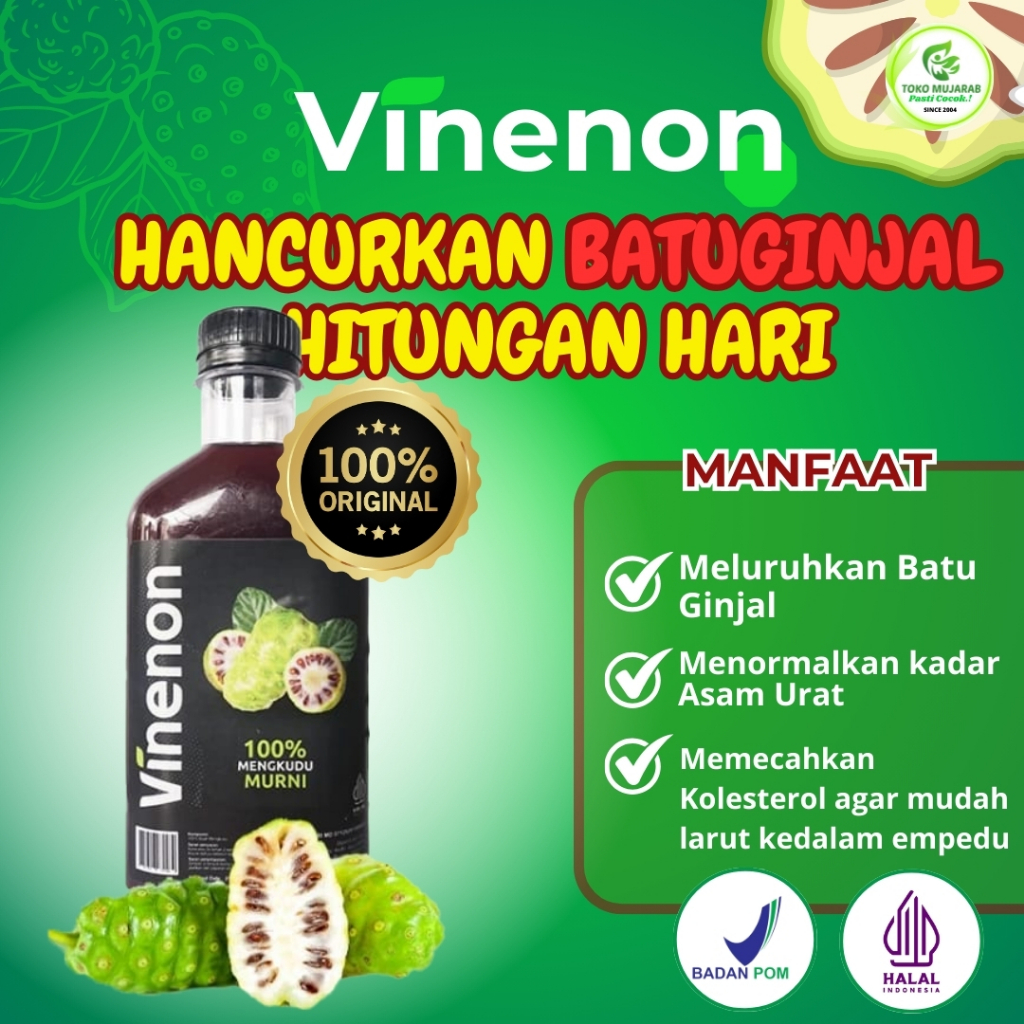 

VINENON Cuka Mengkudu Murni untuk meng Hancurkan Batu Ginjal Melancarkan Purin Dalam Tubuh 300ml