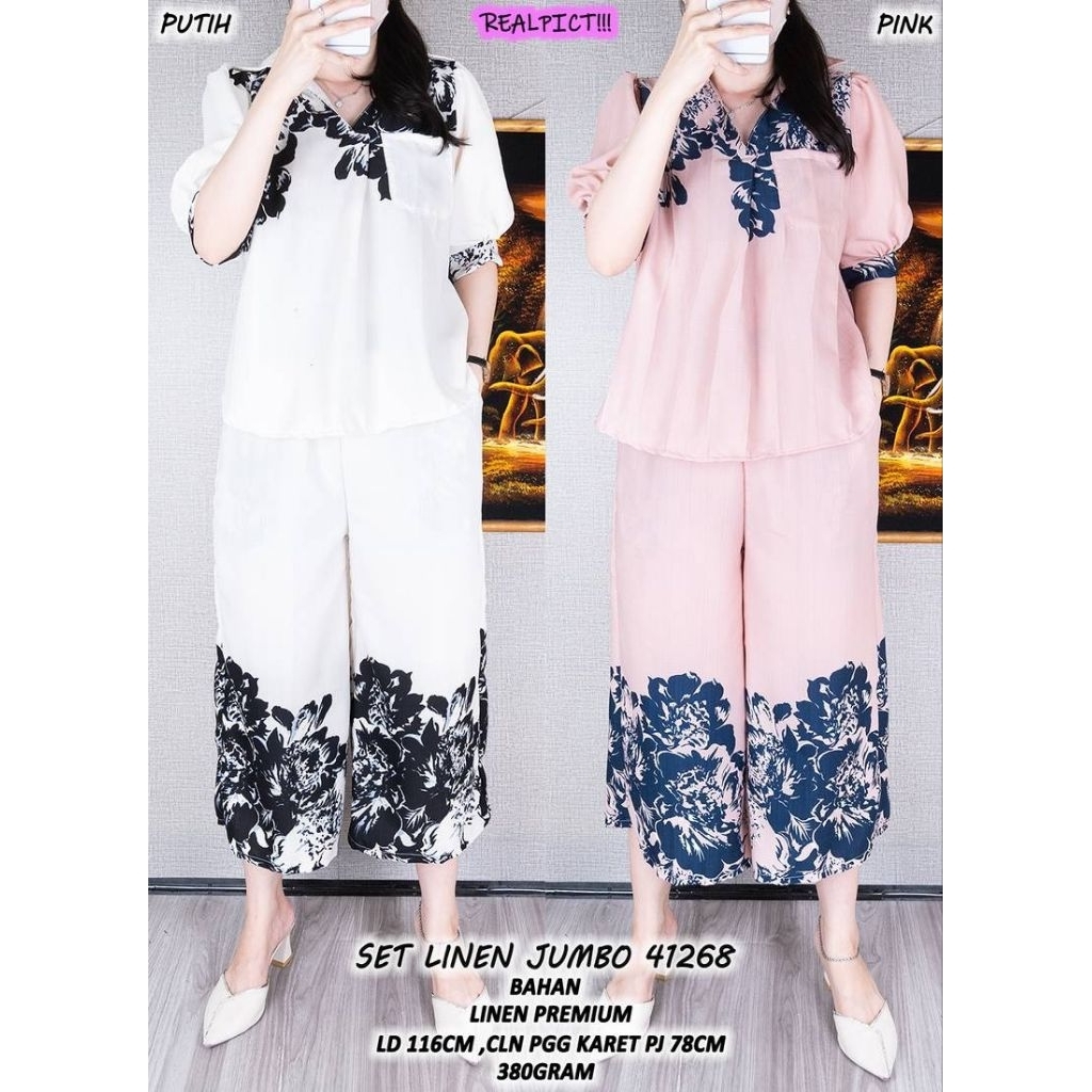 set linen wanita jumbo premium/set cantik/set wanita