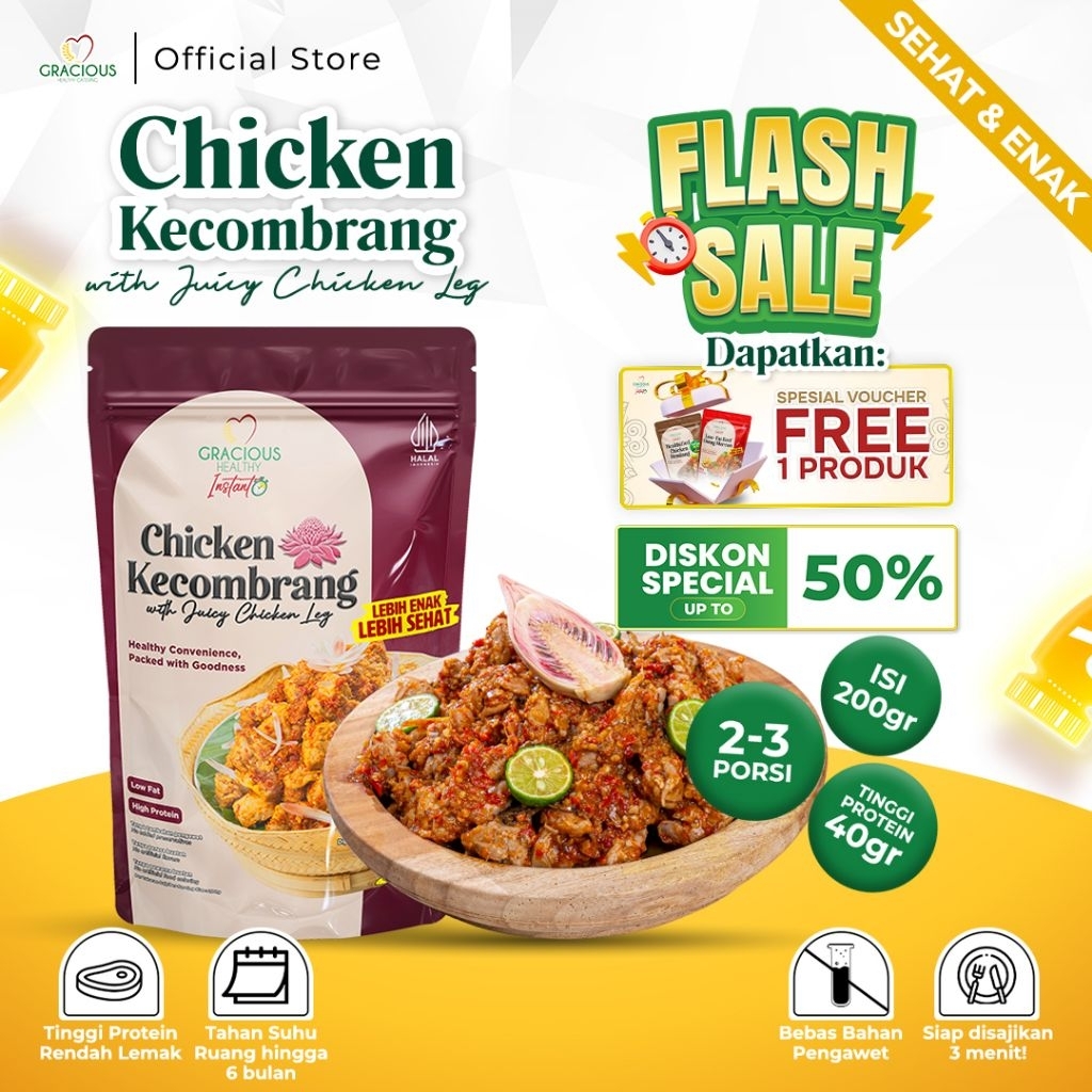 

YUMMY Gracious Chicken Kecombrang - Protein 40gr (Makanan Instant Sehat Siap Saji) Ori!!