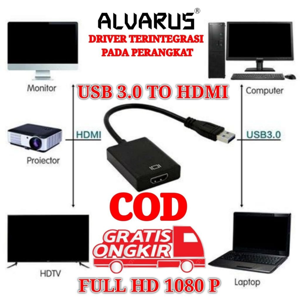 USB To HDMI USB 3.0/2.0 To HDMI Kabel USB 3.0 to HDMI Converter / USB 3.0 To Hdmi ALVARUS