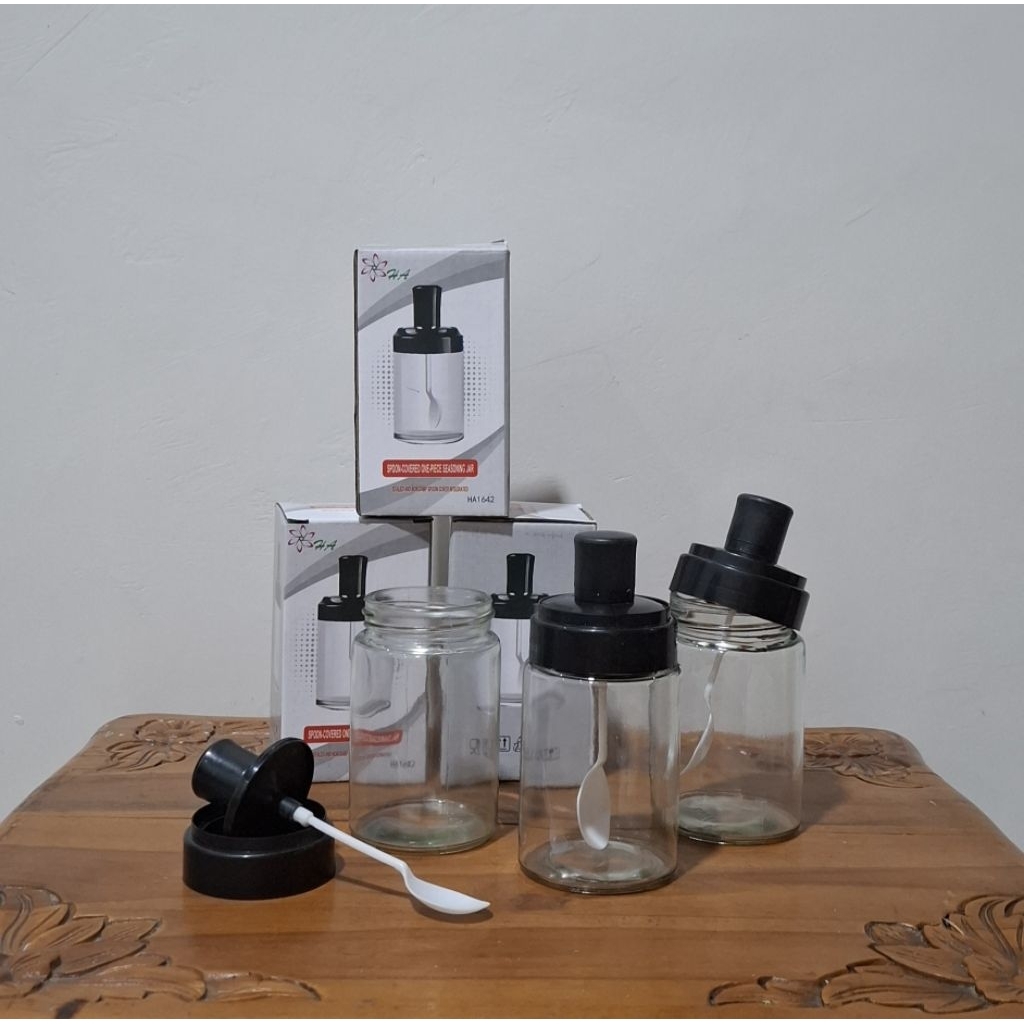 Botol bumbu kaca + sendok