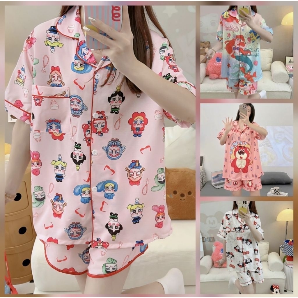 piyama karakter korean silk import bkk