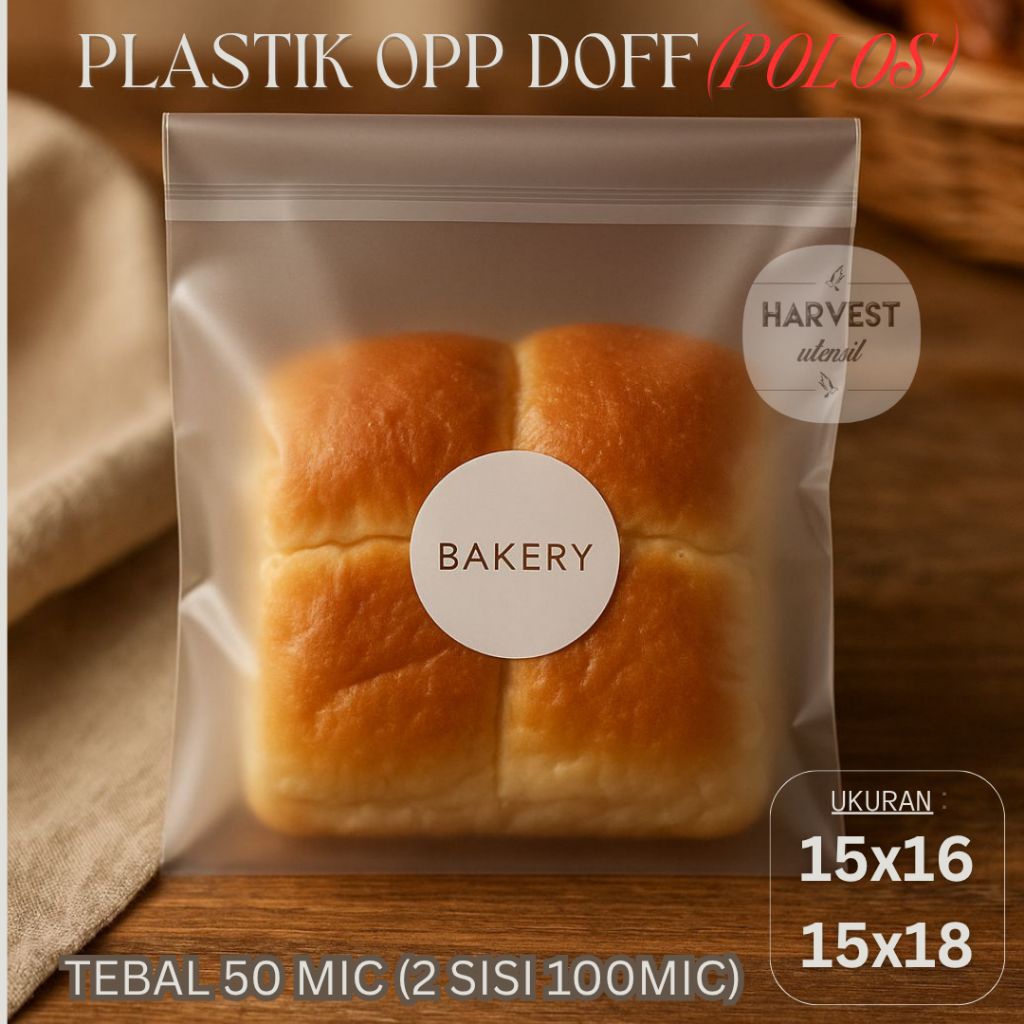 

(PREMIUM) Plastik OPP Doff Lem 15x16 15x18 Doff Frosted Buram Matte Cookies Kue Roti Aksesoris Premium Tebal Import