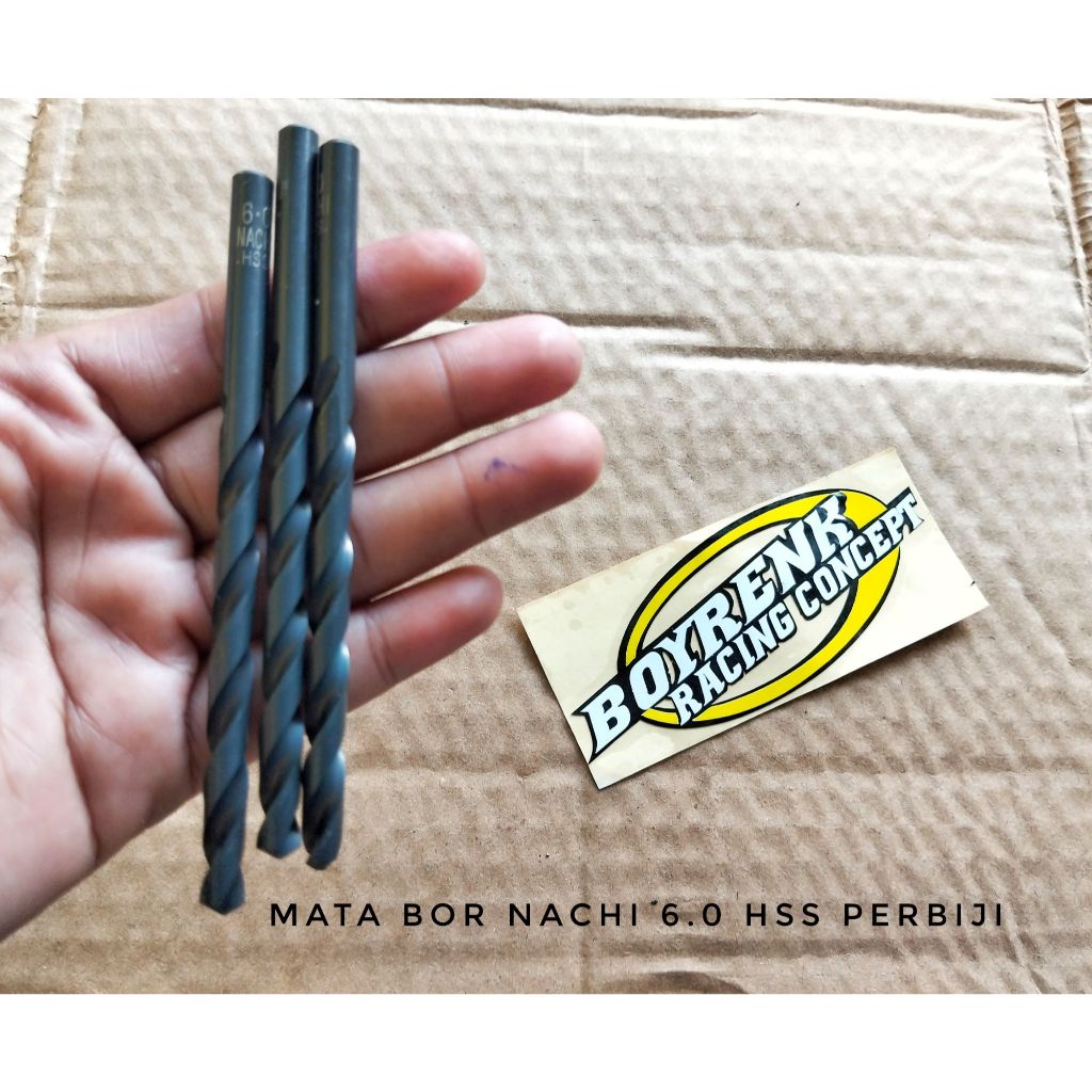 (1PCS/1 BIJI) MATA BOR BESI NACHI HSS 6mm 6 mm STRAIGHT DRILLS 6.0 6.0mm 6,0 6,0mm - BOYRENK MADURA