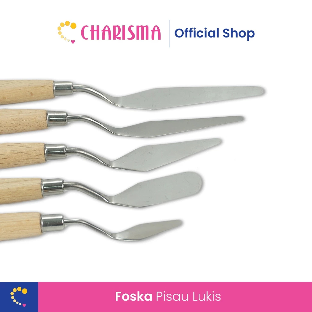 

Charisma Pallete Knife Pallete Set 5 - Foska Pisau Lukis Set 5 in 1 - Pallete Pisau Spatula Dekorasi Kue Lukis Ukir Spatula Palet Cake Painting